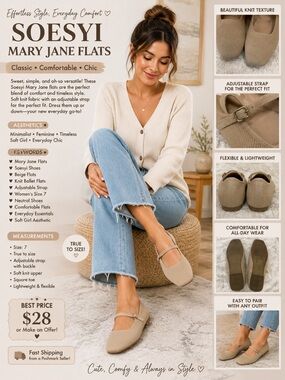 Taupe Mary Jane Flats with Buckle Strap